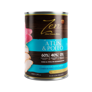 Paté con trozos de Atún y Pollo para perros de la marca Zen