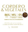 Ingredientes de Zen Paté con trozos de cordero con vegetales para perros 400 gr.