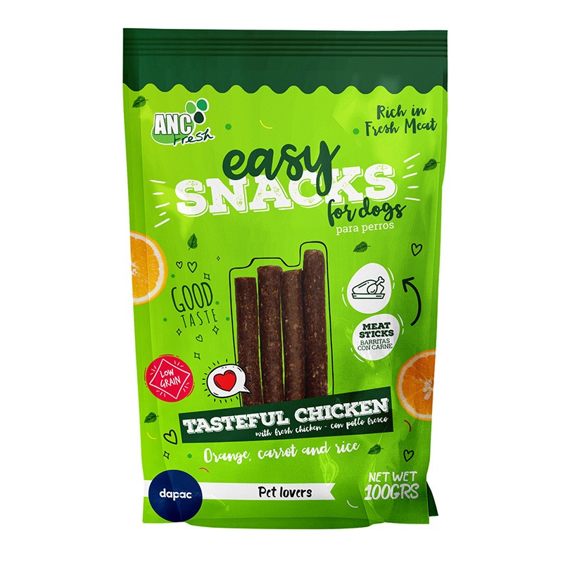 Bolsita de Barritas de pollo para mascotas de la marca Easy Snacks.