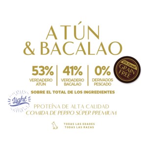Ingredientes de paté de atún y bacalao para perros de la marca Zen.