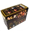 Caja expositor de color marrón y dorado que guarda 8 bolsitas de alimento húmedo para perros de zen.