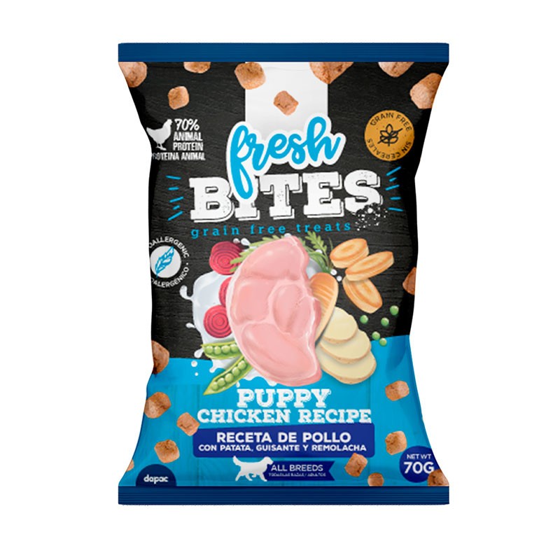 Snacks de pollo para cachorro de perro de la marca Fresh