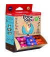 Caja expositor de bolsas para recogida de heces de perros. Color marró y rojo