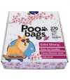 Caja blanca con un perro en la portada y un arbol de cerezo con el logo "poo bags" en el centro de la misma.