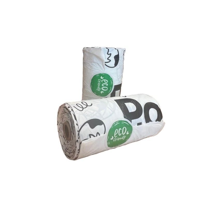 Dos rollos para recogida de excrementos para perro, de color blanco.
