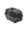 Imagen de un transportin para perro o gato de color negro reciclado de la marca Pratiko con puerta de metal