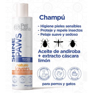 Caracteristicas de Shine Paws Shampoo repel-insectos 300ml Pet Sana