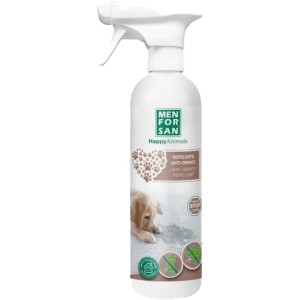 Imagen de un spray de color blanco de anti orines para perros y gatos de la marca Men for san.