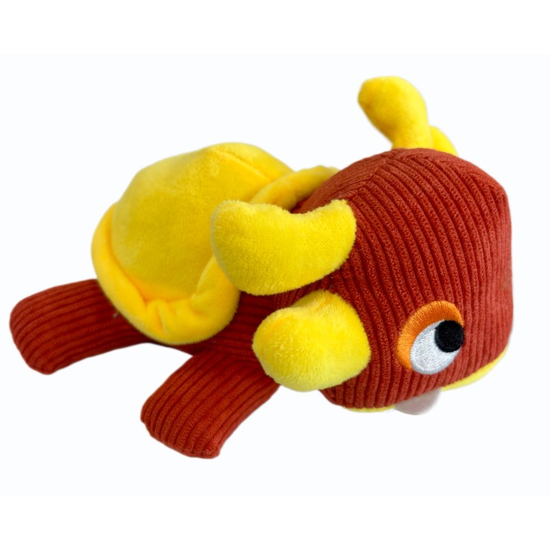 Juguete para perros de color rojo y amarillo con forma de tortuga y ciervo