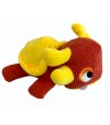 Juguete para perros de color rojo y amarillo con forma de tortuga y ciervo