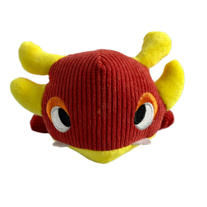 Parte frontal de Juguete para perros de color rojo y amarillo con forma de tortuga y ciervo