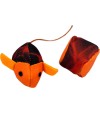 Imagen de juguete para perro de pez y pelota de color naranja fluor.