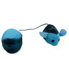 Imagen de juguete para gato con forma de pececillo azul y pelota de color azul.