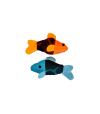 Peluche para gatos, peces de color azul y naranja.