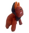 Divertido peluche para perros con forma de toro de color rojo.