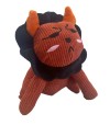 Divertido peluche para perros con forma de toro de color rojo.