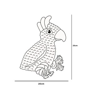 Imagen de un peluche verde para perros, con forma de guacamayo