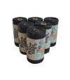 Seis rollos de color negro con bolsa para recogida de excrementos para perros.