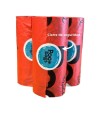 Tres rollos de color rojo de bolsitas para excrementos de perros,