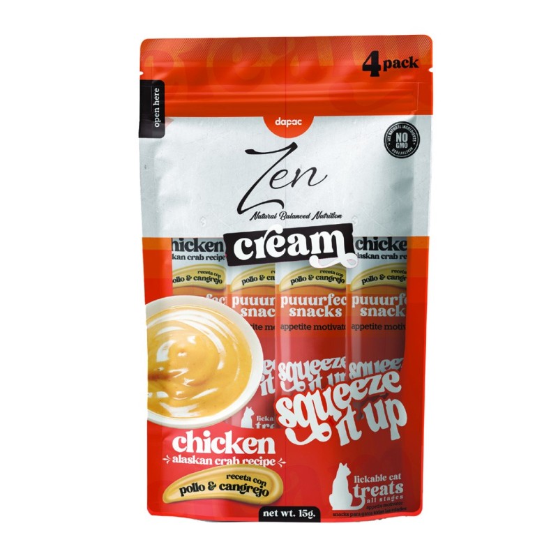 Imagen de un pack  de color naranja y blanco de cuatro zen cream,
