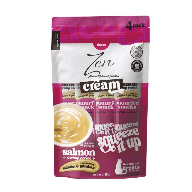 Imagen de un pack  de color morado y blanco de cuatro unidades de zen cream,