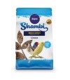 Envase de Shambi linaza de Dapac, alimento completo premium para aves a base de semillas de cáñamo.