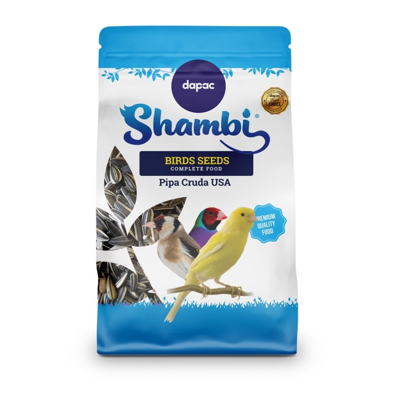 Envase de 500 gr de pipa cruda para aves de la marca Shambi