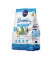 Envase azul y blanco de mixtura para loros de la marca Shambi 600gr.