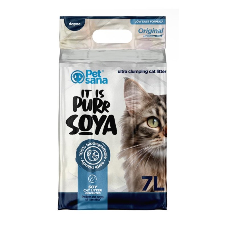 Saco de pellets de fibra de soja sin aroma para gatos.