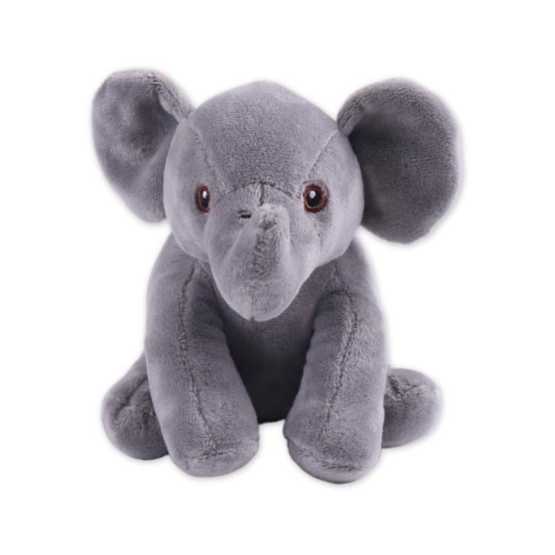 Peluche para perro con forma de elefante de color gris.