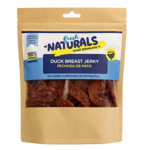 Bolsa de snacks de pechuga de pato para perro.