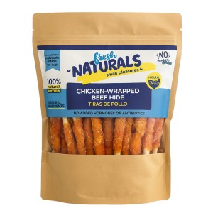 Bolsa de Snack para perro de pollo con forma de tira.