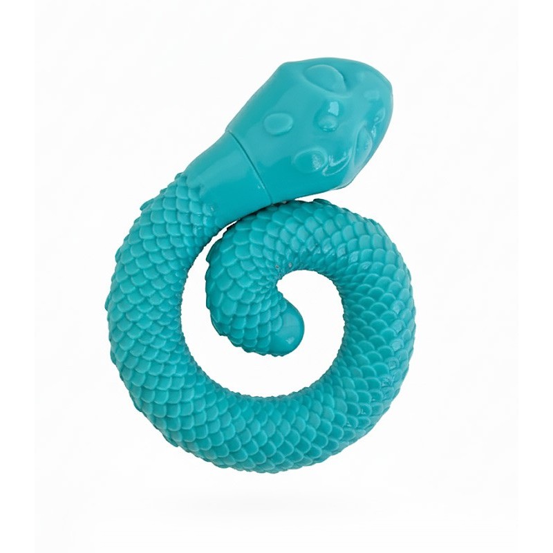 Serpiente rellenable de snacks o premios para perro.