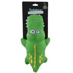 Peluche resistente para perro con forma de cocodrilo.