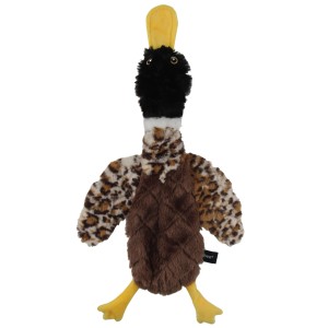 Peluche con forma de pato y sonido crujiente para perro.