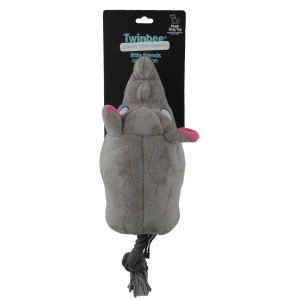 Peluche para perro con forma de rinoceronte.