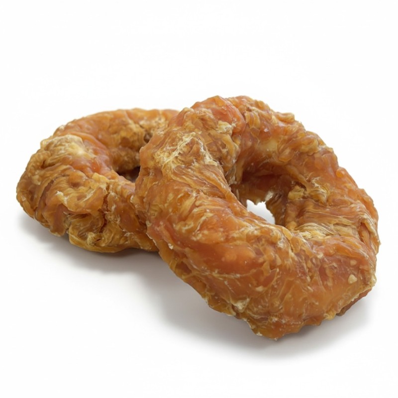 Snack para perro de pollo con forma de aro para perro