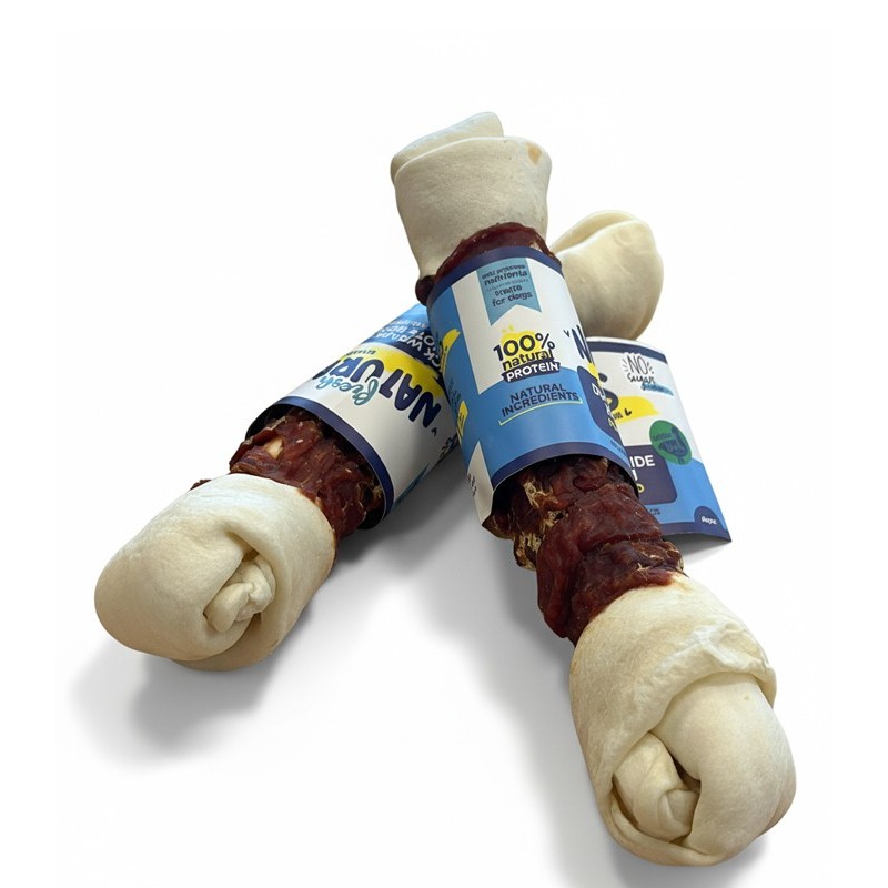 Snack para perro de pato con forma de hueso