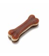 Snack de pato para perro con forma de hueso.