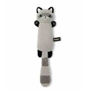 Peluche con forma de mapache  para oerro con cuerda interior.