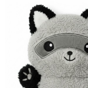 Textura de peluche con cuerda para perro con forma de mapache.