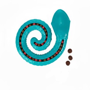 Interior de serpiente dispensadora de snacks o galletas para perro.