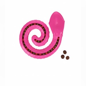 interior de serpiente rellenable de snacks para perro.