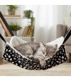 Gato durmiendo en hamaca colgante.