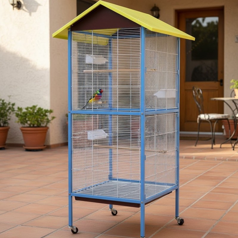 Jaula de pájaros de patio.