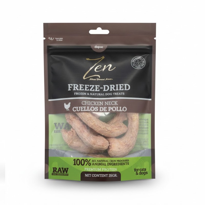 Cuello de pollo liofilizado para perros y gatos.