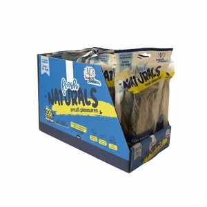 Caja de bolsas de rollitos de bacalao para perro.