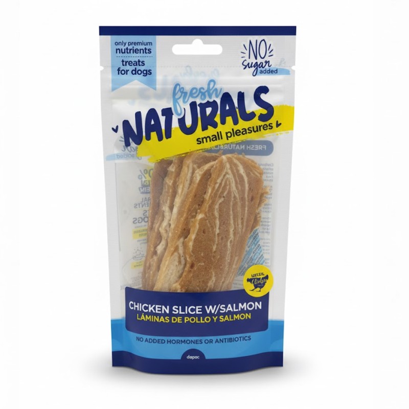 Bolsa de láminas de pollo y salmón