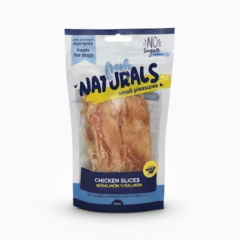 Bolsa de tiras individuales de pollo para perro.