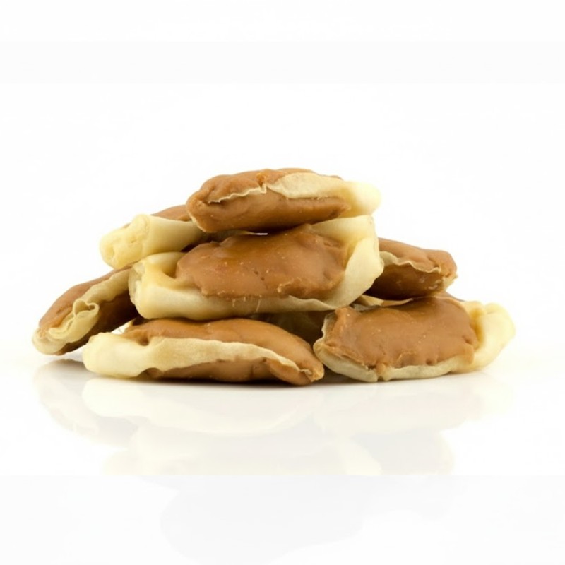 Orejas de conejo rellenas de pollo para perro.